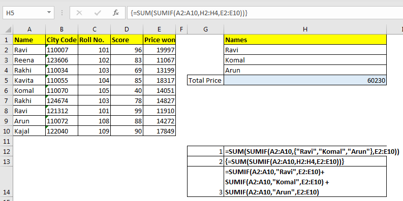 3 SUMIF with OR function Formulas in Excel 3 SUMIF with OR function Formulas in Excel