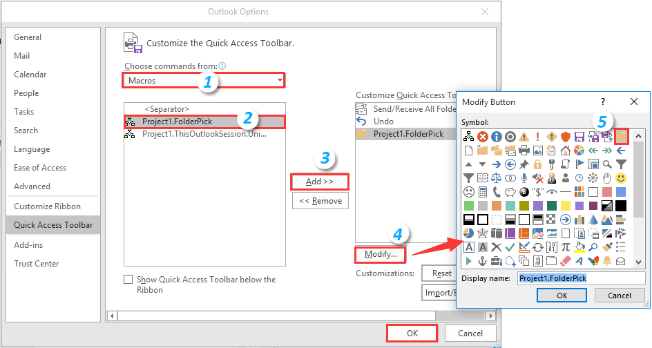 How to assign a button to a specified macro in Outlook? How to assign a button to a specified macro in Outlook?