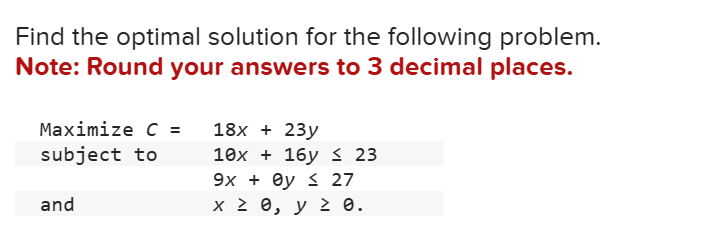 Solved Find the optimal solution for the following | Chegg.com Solved Find the optimal solution for the following | Chegg.com